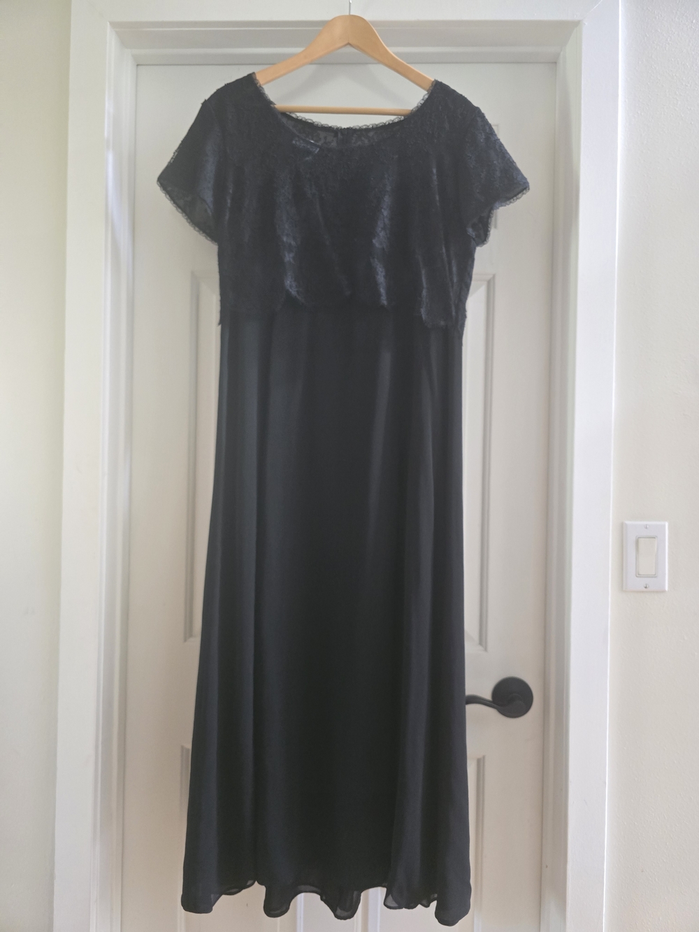 Laura Ashley Black Lace-Overlay Maxi Dress
